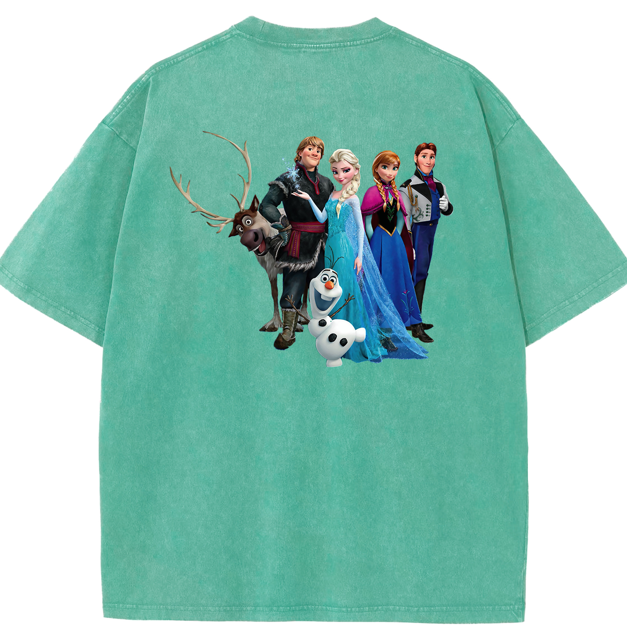 （画像用） アナと雪の女王 アンナ エルサ Frozen Anna Elsa 綿100% ヴィンテージ風 半袖Tシャツ（背面プリント）